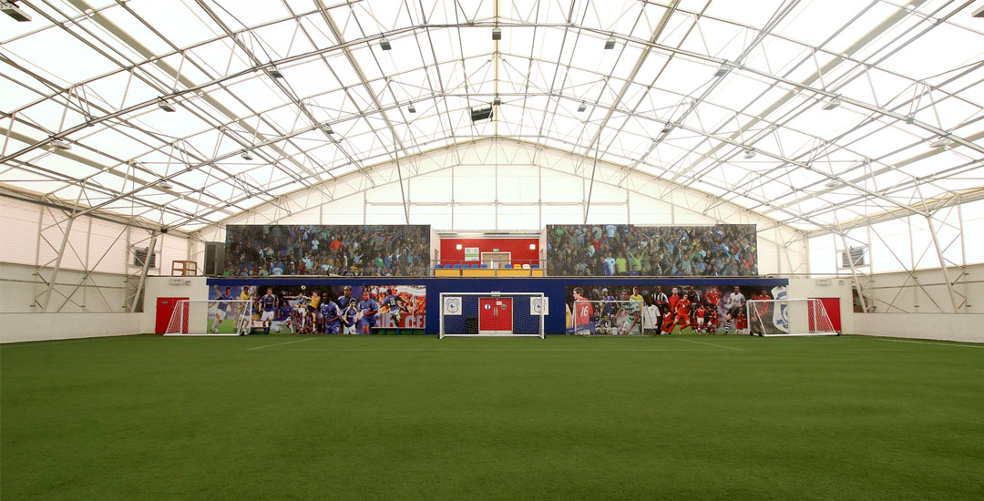 A photo from within one of the indoor football courts at Cardiff City House of Sport