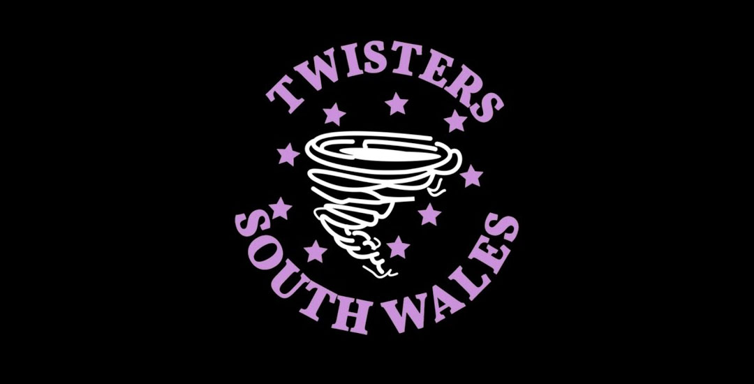 The logo for Twisters South Wales shows a tornado